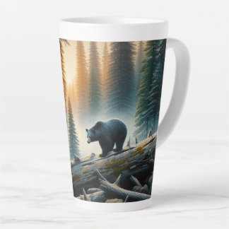 Taza De Café Latte Oso negro en el bosque