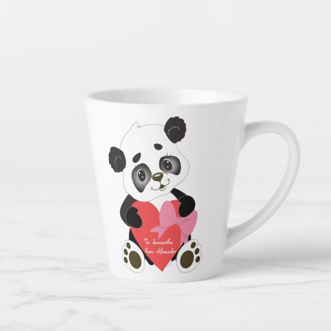 Taza De Café Latte Oso Panda lindo y amoroso (Derecha)