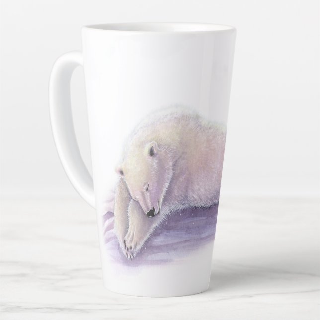 Taza De Café Latte Oso Polar Durmiente de Molly Harrison (Ángulo izquierdo)