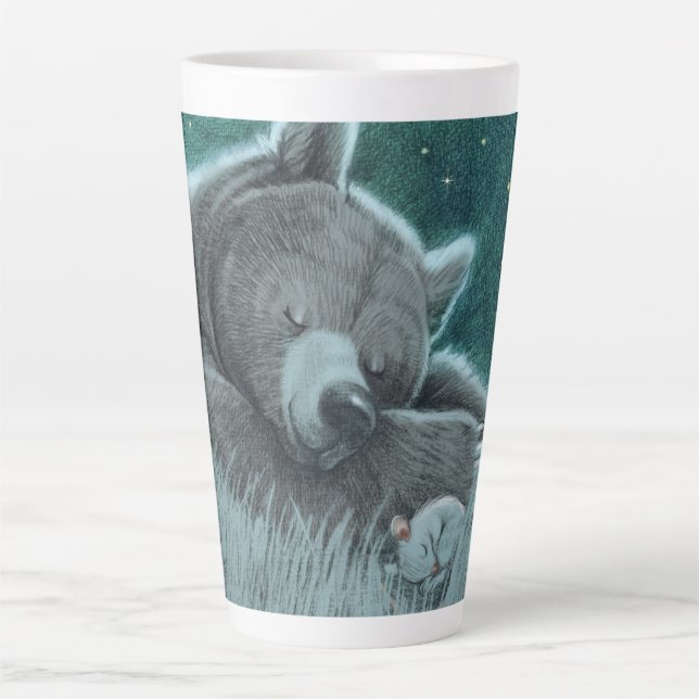 Taza De Café Latte Oso y ratón somnolientos (Anverso)