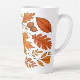 Taza De Café Latte Otoño Botánico - Hojas de Caída Vintage