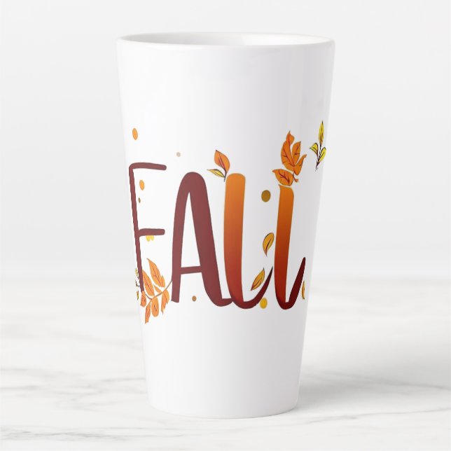 Taza De Café Latte Otoño/Hojas de otoño  (Anverso)
