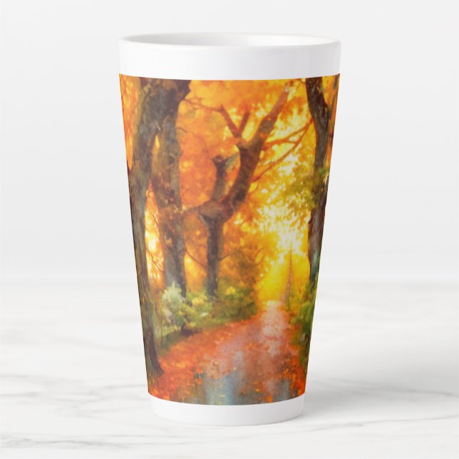 Taza De Café Latte Otoño/otoño/hojas/naturaleza (Anverso)