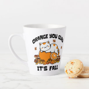 Taza De Café Latte Otoño te deja Naranja, te alegro de que sea un gat