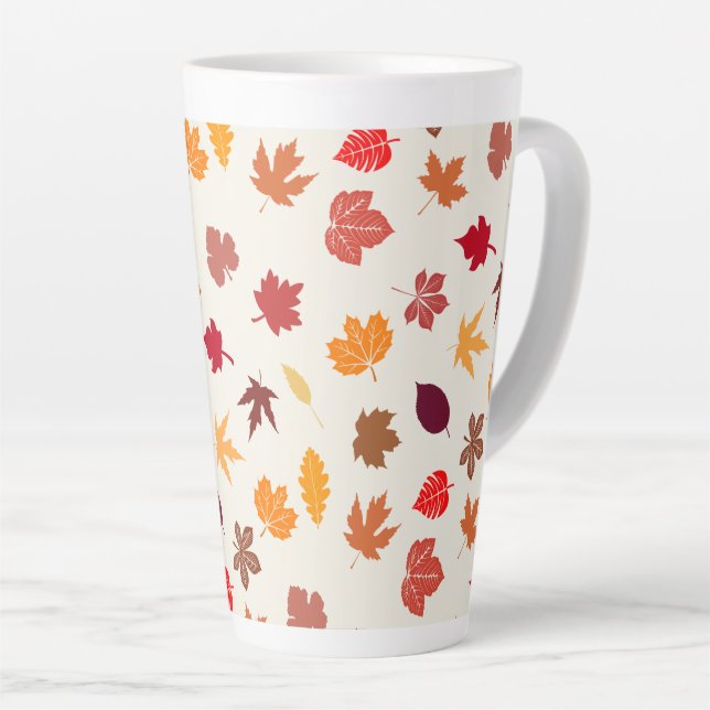 Taza De Café Latte Otoño Vibes Fall Leaves (Ángulo derecho)