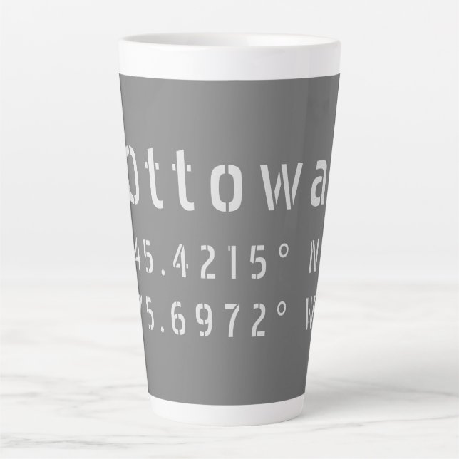 Taza De Café Latte Ottawa Ontario Latitude y longitud (Anverso)