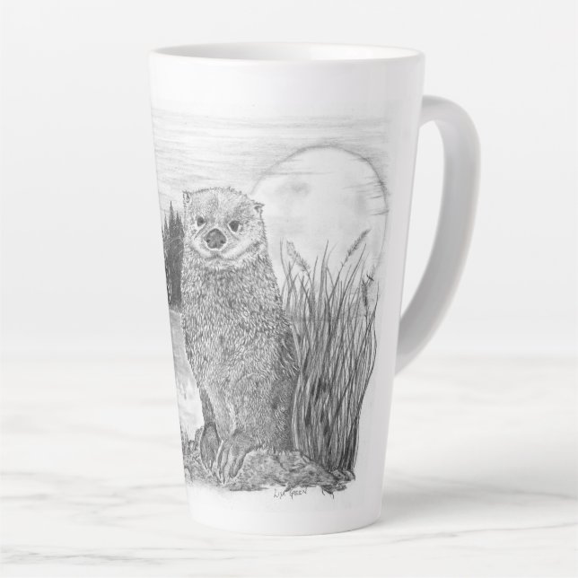 Taza De Café Latte Otter by Lake (Ángulo derecho)