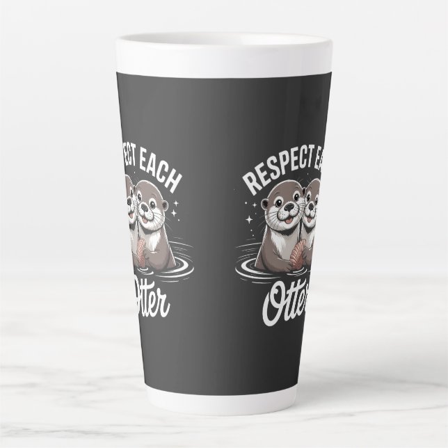 Taza De Café Latte Otter Respect Each Other Funny (Anverso)