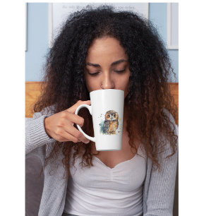 Taza De Café Latte Oveja cutánea en acuarela