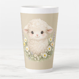 Taza De Café Latte Ovejas caprichosas y flores silvestres para un enc