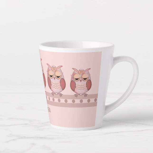 Taza De Café Latte Ovejas rosas y nombre personalizado (Derecha)