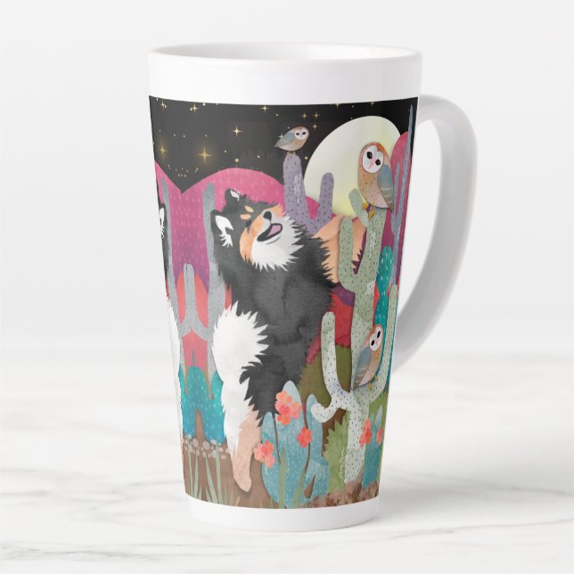 Taza De Café Latte OWLS Finlandés Lapphund Latte Mug (Ángulo derecho)