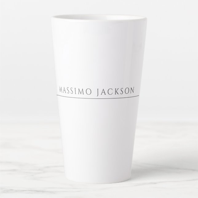 Taza De Café Latte Own Name Calligraphy Chic Plain Simple Black White (Anverso)