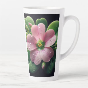 Taza De Café Latte Oxalis verde y rosa floral