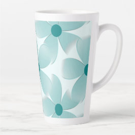 Taza De Café Latte Padrão floral verde.