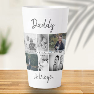 Taza De Café Latte Padre con hijos y Collage de fotos de papá de fami