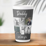 Taza De Café Latte Padre con hijos y Collage de fotos de papá de fami<br><div class="desc">Padre con hijos y Collage de fotos de papá de familia Latte Mug. Collage de 6 fotos, nombre del padre con un dulce mensaje en un guión moderno y nombres de niños que superponen las fotos. Añade tus 6 fotos familiares favoritas. Boca dulce y un regalo para el cumpleaños, el...</div>