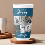 Taza De Café Latte Padre con hijos y Collage de fotos de papá de fami<br><div class="desc">Padre con hijos y Collage de fotos de papá de familia Latte Mug. Collage de 6 fotos, nombre del padre con un dulce mensaje en un guión moderno y nombres de niños que superponen las fotos. Añade tus 6 fotos familiares favoritas. Boca dulce y un regalo para el cumpleaños, el...</div>
