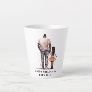 Taza De Café Latte Padre e hija negros personalizados (4)