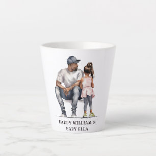 Taza De Café Latte Padre e hija negros personalizados (6)