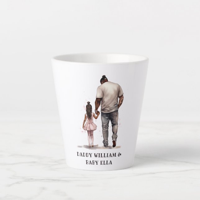 Taza De Café Latte Padre negro y bonos de la hija (6) (Anverso)