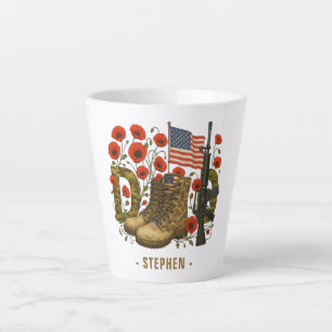 Taza De Café Latte Padre Patriótico - Bandera de Estados Unidos con b