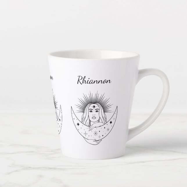 Taza De Café Latte Pagan Wicca, diosa de la luna celta de Rhiannon (Derecha)
