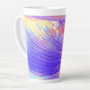 Taza De Café Latte Paint Splatter & Feathers