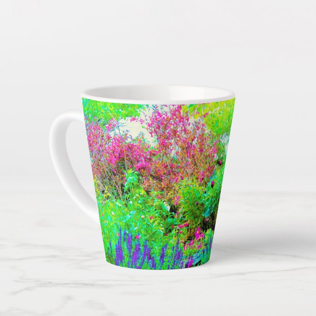 Taza De Café Latte Paisaje de Green Spring Garden con peonies (Ángulo izquierdo)