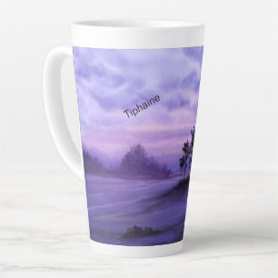 Taza De Café Latte Paisaje fantástico morado latte mug