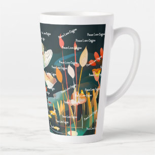 Taza De Café Latte Paisaje floral soñador