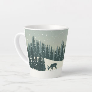 Taza De Café Latte paisaje invernal de los navidades