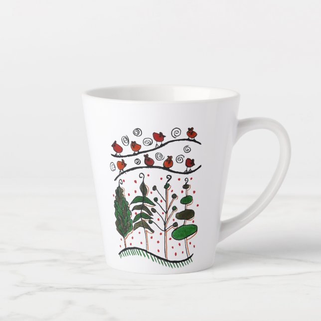 Taza De Café Latte Paisaje Latte Mug (Doodle - mano dibujada) (Derecha)