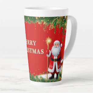 Taza De Café Latte Paisaje navideño nevado de Santa Claus