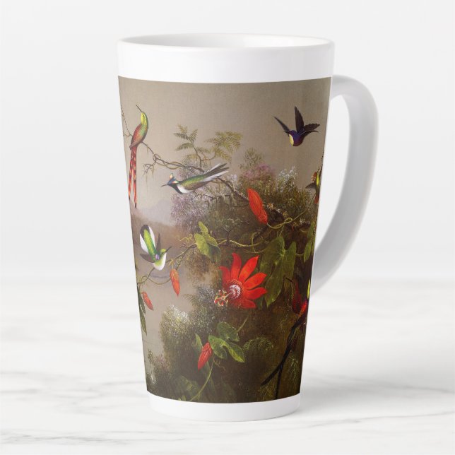 Taza De Café Latte Paisaje tropical con 10 Hummingbirds Heade (Ángulo derecho)