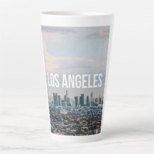 Taza De Café Latte Paisaje urbano retro de Los Ángeles Estética Ciuda