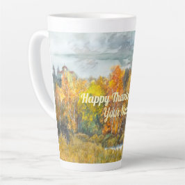 Taza De Café Latte Paisajes de otoño acuarela Latte Mug