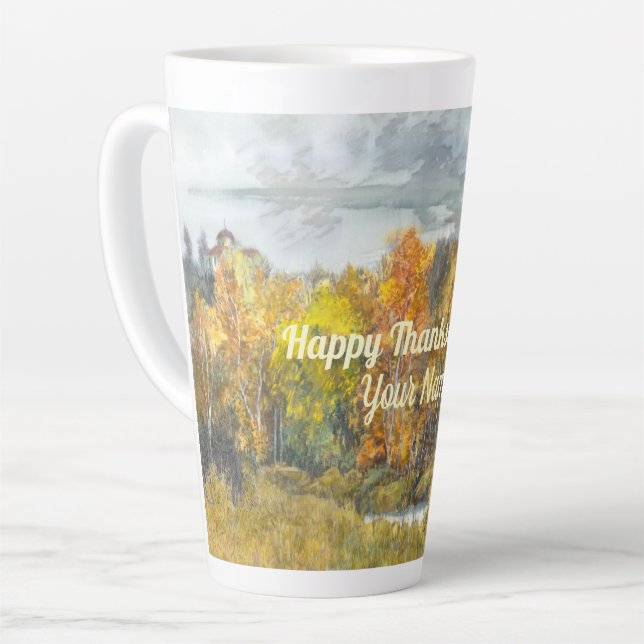 Taza De Café Latte Paisajes de otoño acuarela Latte Mug (Ángulo izquierdo)