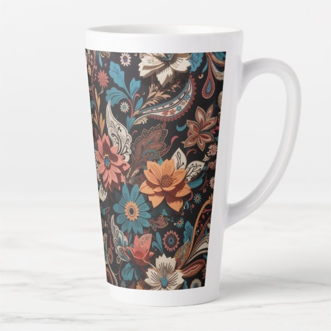 Taza De Café Latte Paisley Floral (Derecha)
