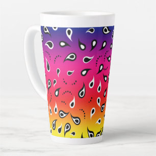 Taza De Café Latte Paisley Rainbow