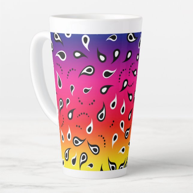 Taza De Café Latte Paisley Rainbow (Ángulo izquierdo)