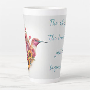 Taza De Café Latte Pajarito personalizado que vuela con flores