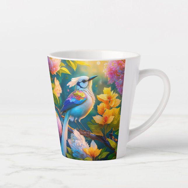 Taza De Café Latte Pájaro arcoiris de Jay Fantasy (Derecha)