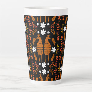 Taza De Café Latte Pájaro de Arte Popular Germánico Tradicional