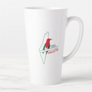 Taza De Café Latte Pájaro de la bandera palestina