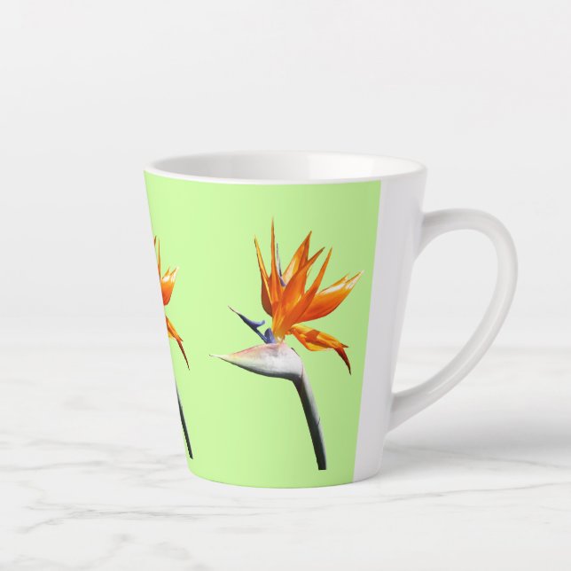 Taza De Café Latte Pájaro del Naranja del paraíso Flor tropical (Derecha)