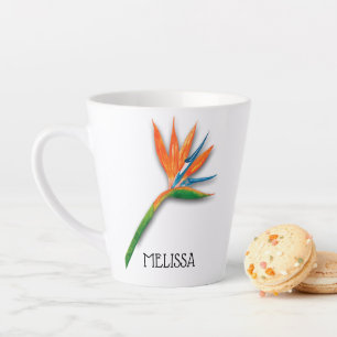 Taza De Café Latte Pájaro del paraíso Flor tropical PERSONALIZADO