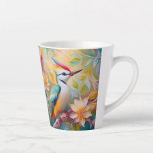 Taza De Café Latte Pájaro Fantasía Carpintero Arcoíris Juvenil