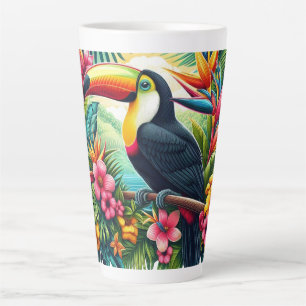 Taza De Café Latte Pájaro Tucán Tropical/De La Selva