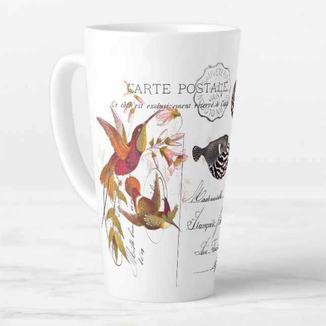Taza De Café Latte Pájaros colibríes vuelan la alfombra latina france (Ángulo izquierdo)